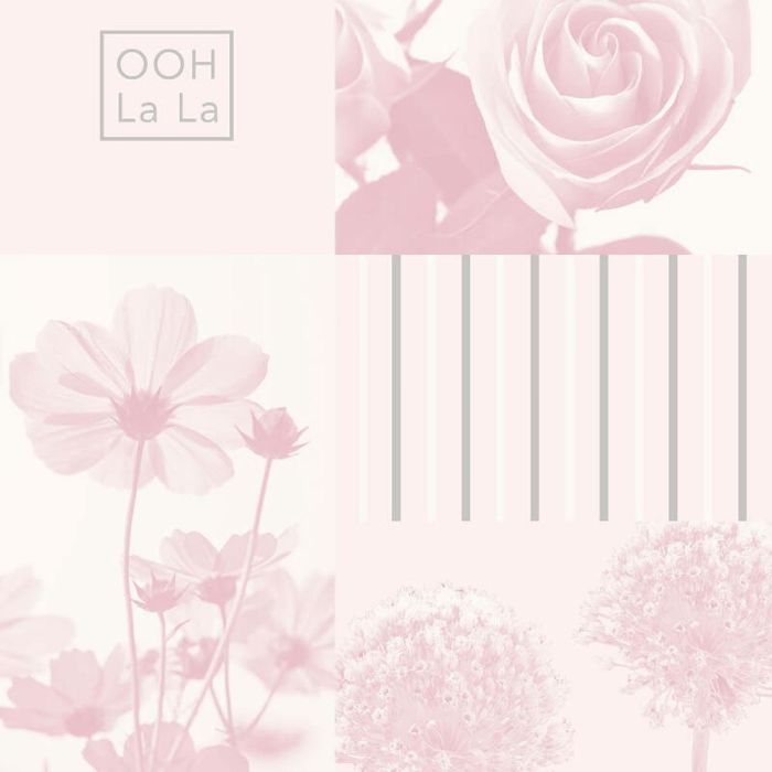 Coco Wallpaper Modern Collage Flowers Floral Roses Stripes