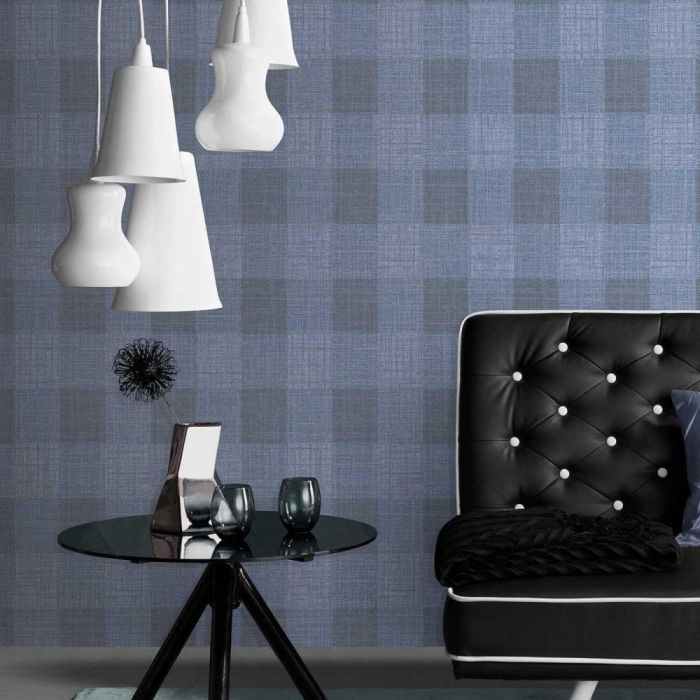 Luna Navy Tartan Wallpaper Wallpaper Shop