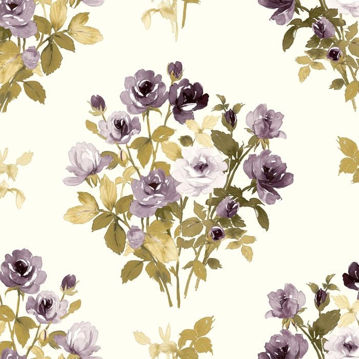 Shabby Chic Rose Bouquet Wallpaper Wide Width