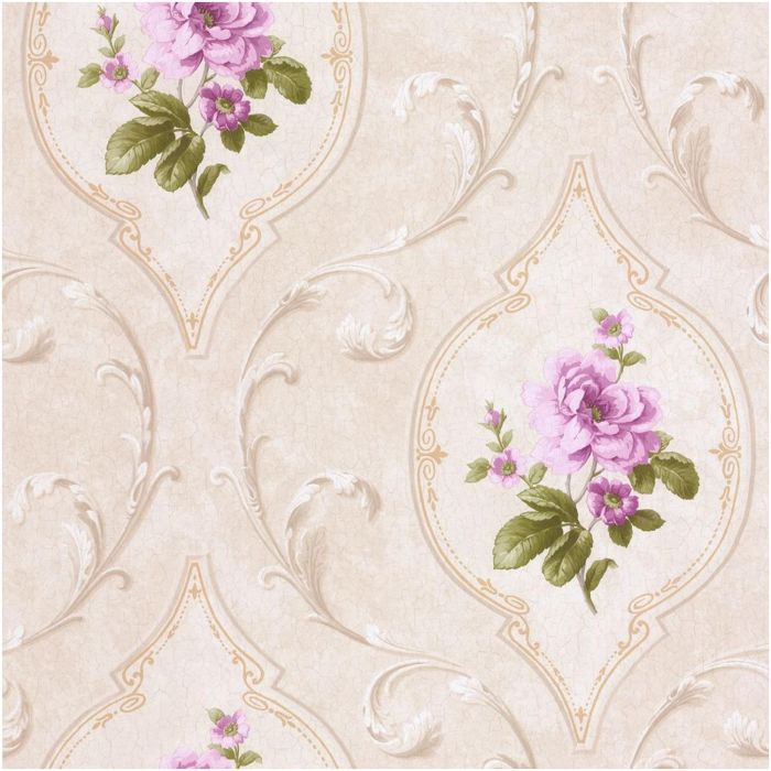 Tudor Rose Lilac Rose Damask Wallpaper