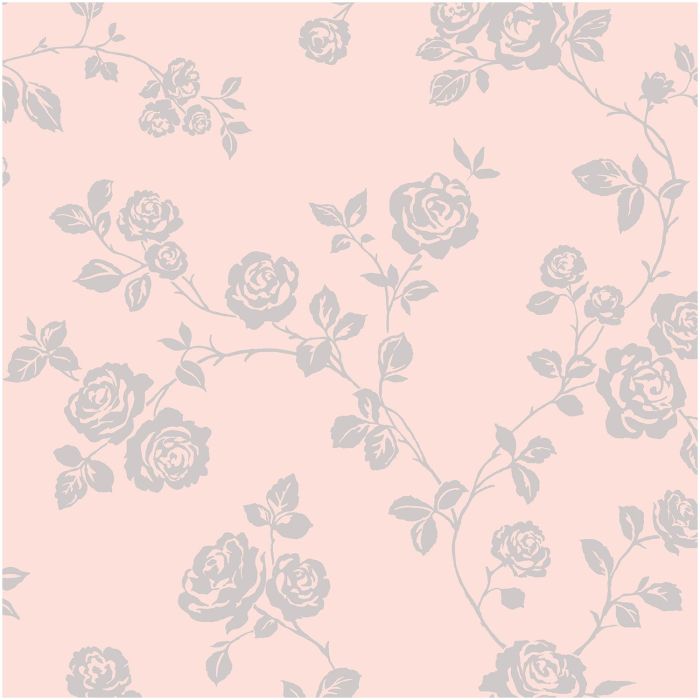 Soft Pink Glitter Floral Wallpaper