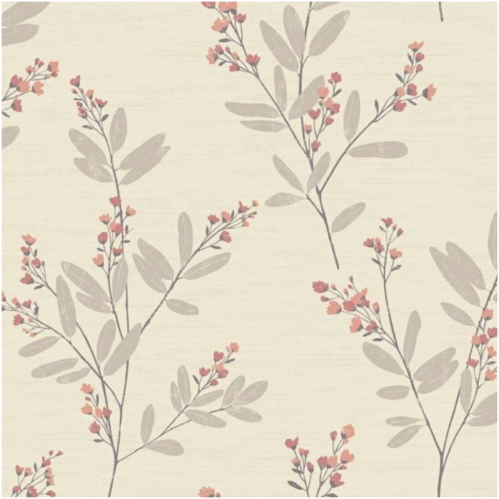 Solna Floral Wallpaper Orange Beige