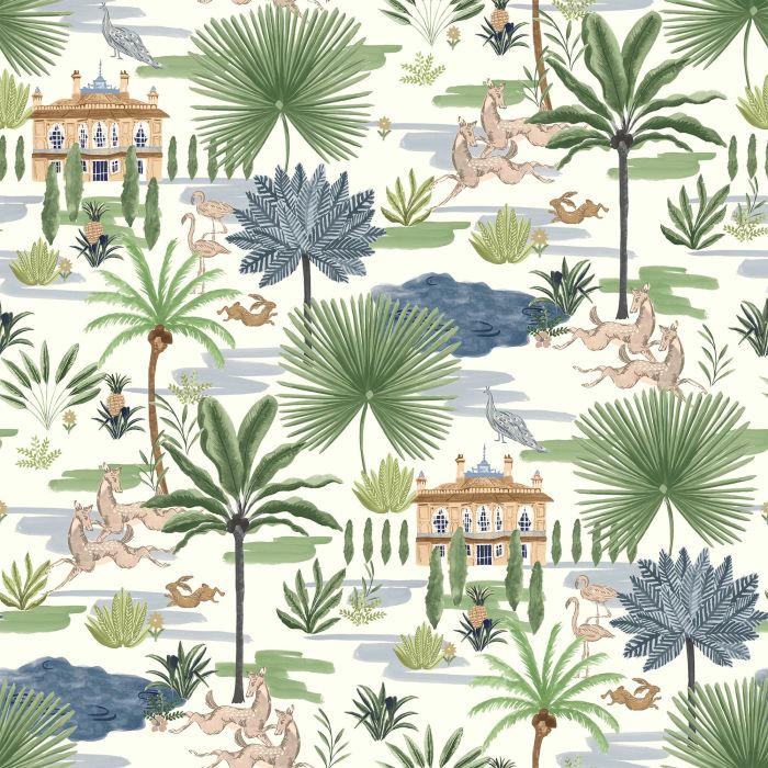 Country House Garden Wallpaper Sage Blue