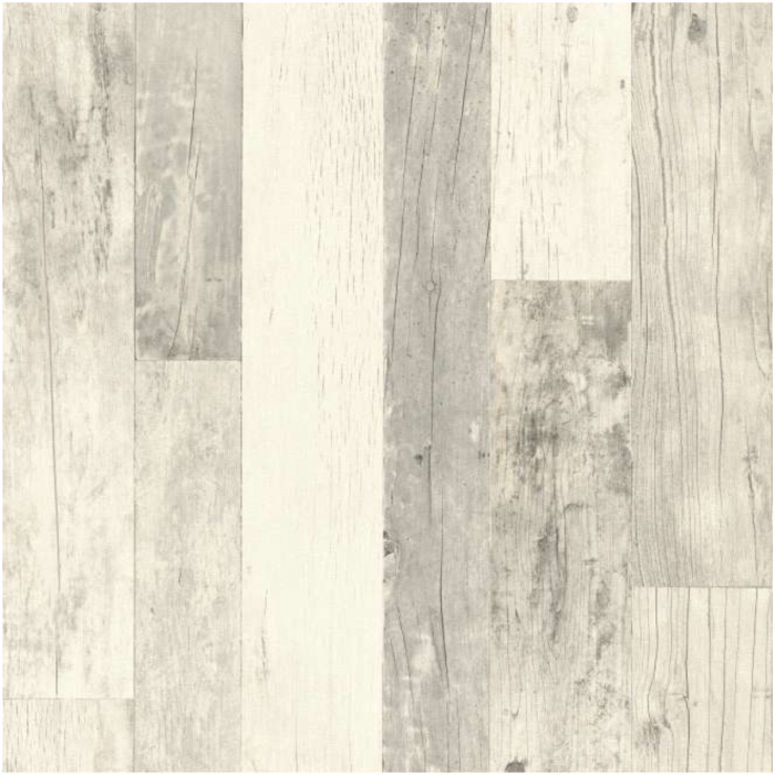 White Washed Wooden Planks Wallpaper Grey