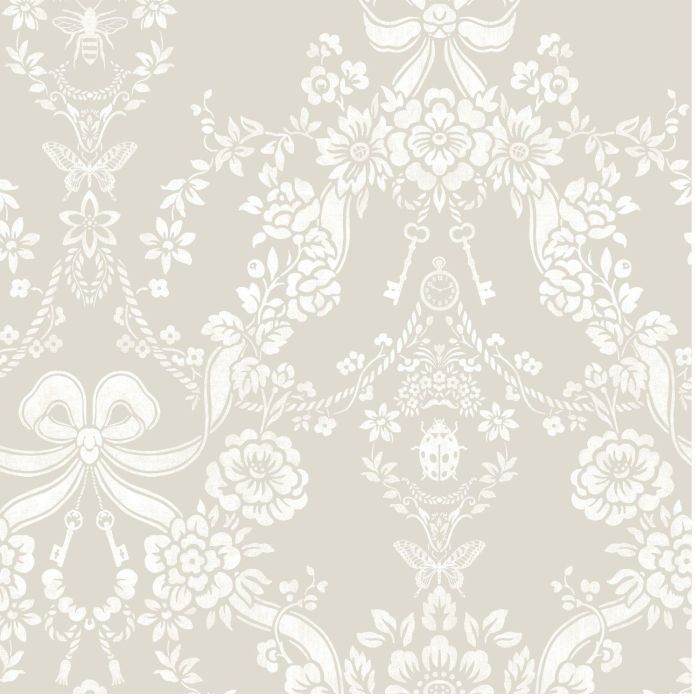 Bow Damask Taupe Wallpaper