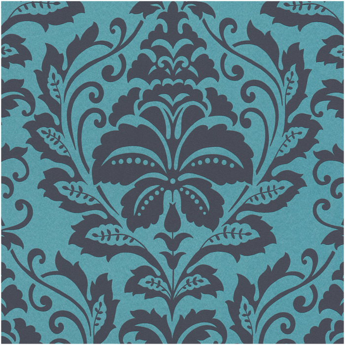 Blue & Black Baroque Wallpaper